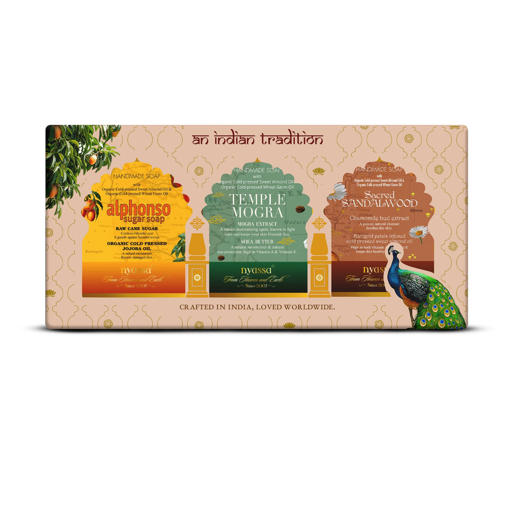 An Indian Tradition Handmade soap Collection Gift Set – 3 x 150gm Natural Handmade Soap