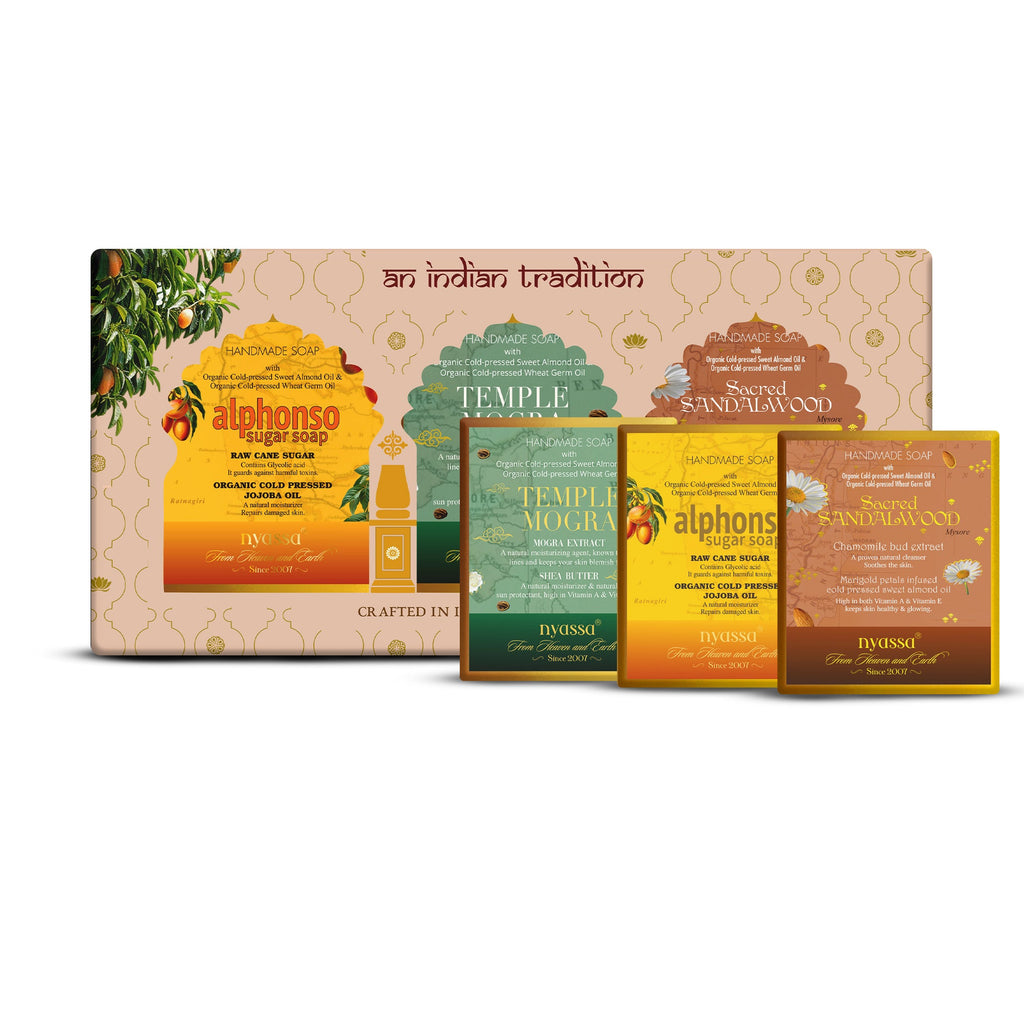 An Indian Tradition Handmade soap Collection Gift Set – 3 x 150gm Natural Handmade Soap