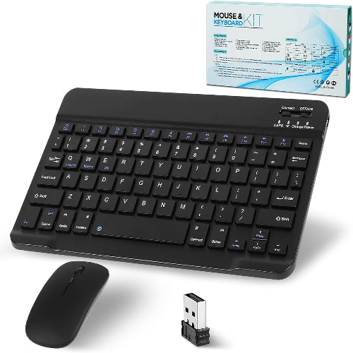 FKU Bluetooth Keyboard, Wireless Keyboard and Mouse 2.4Ghz USB Rechargeable