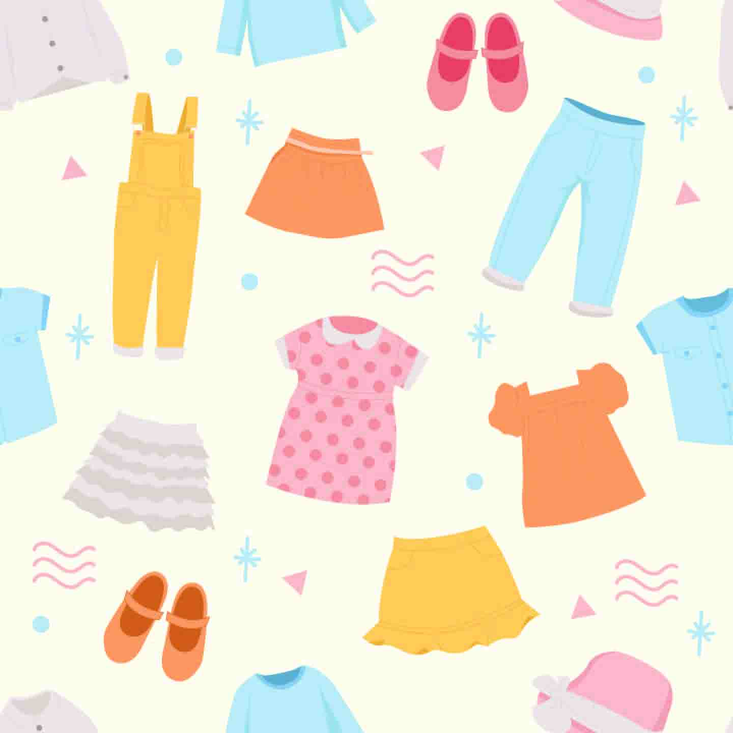 Children's Fashion & Accessories Seamless Pattern - Playful Apparel Design