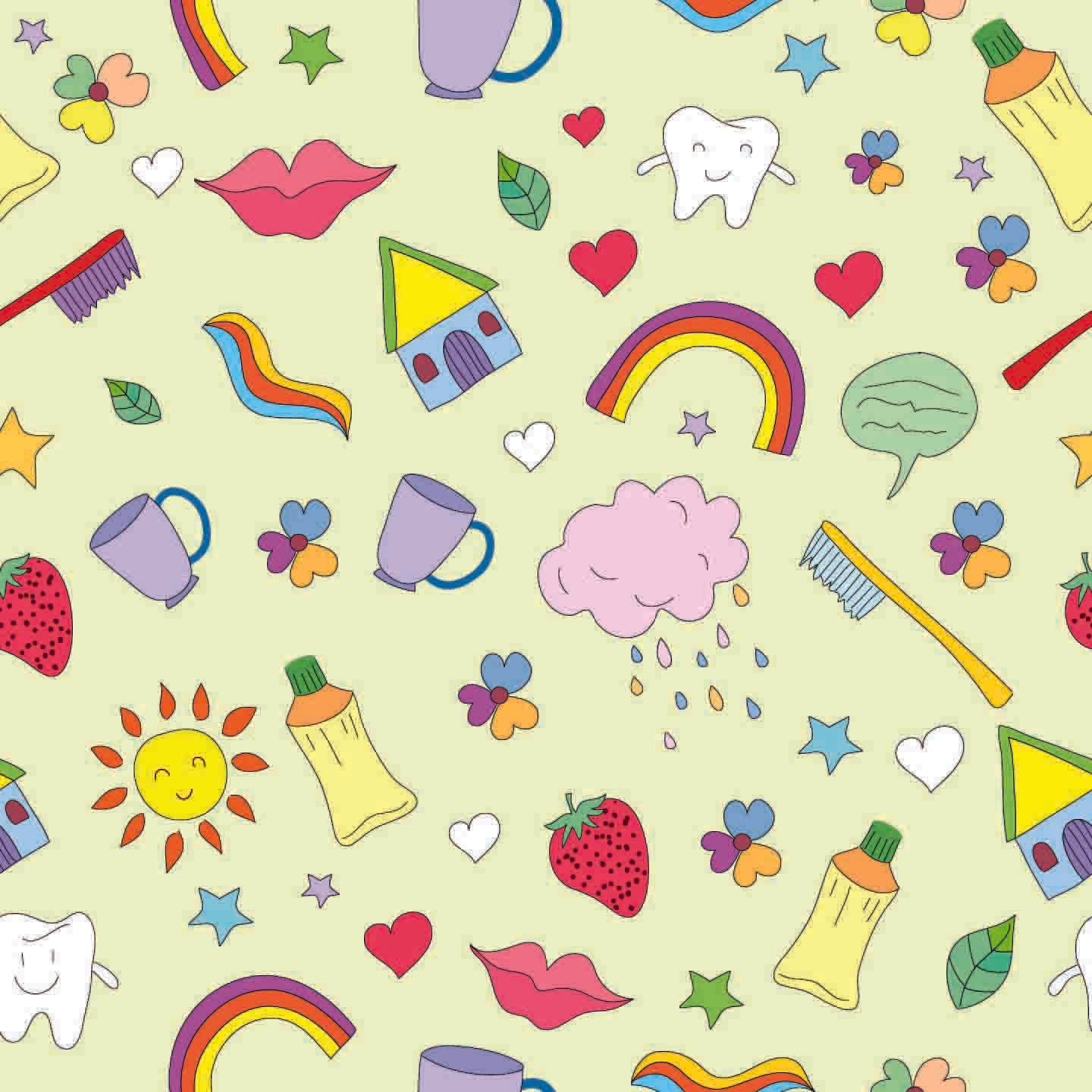 Playful Dental Care & Everyday Objects Seamless Pattern - Colorful Cartoon Doodles