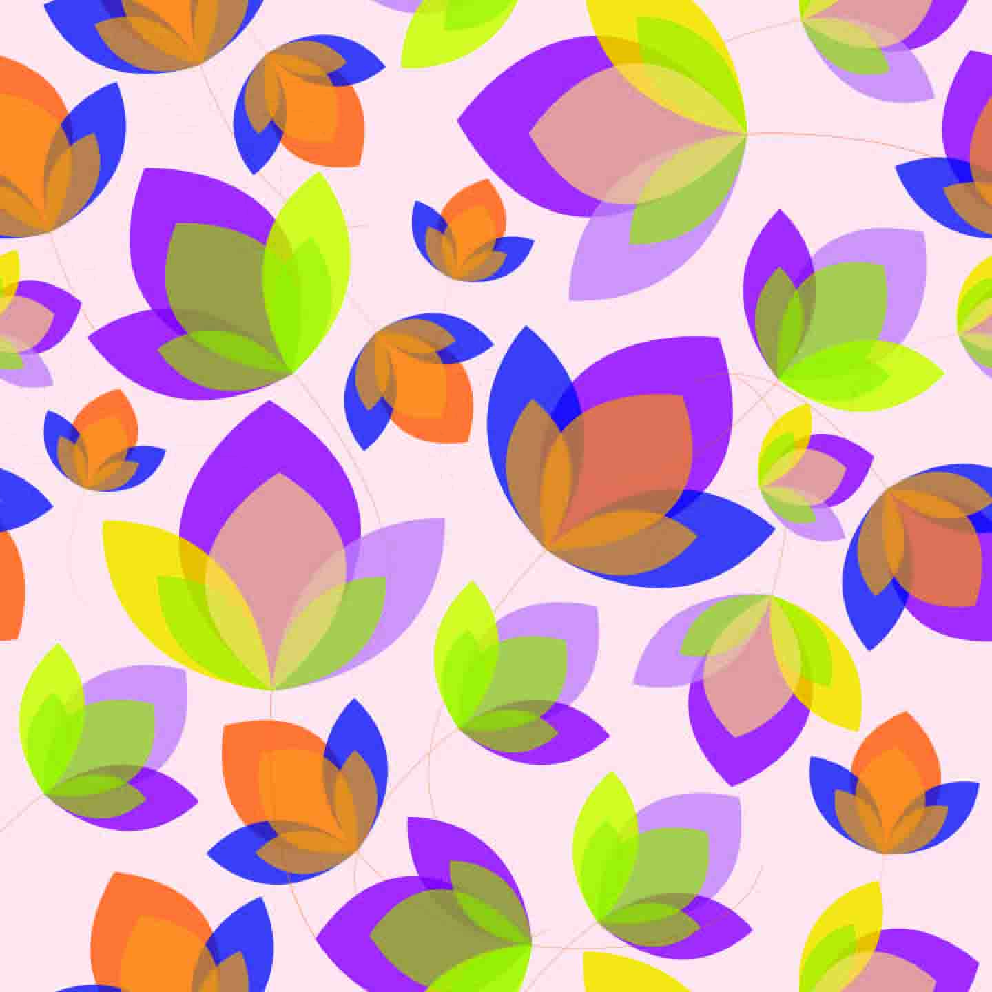 Vibrant Abstract Leaves Seamless Pattern - Colorful Floral Design on Light Pink