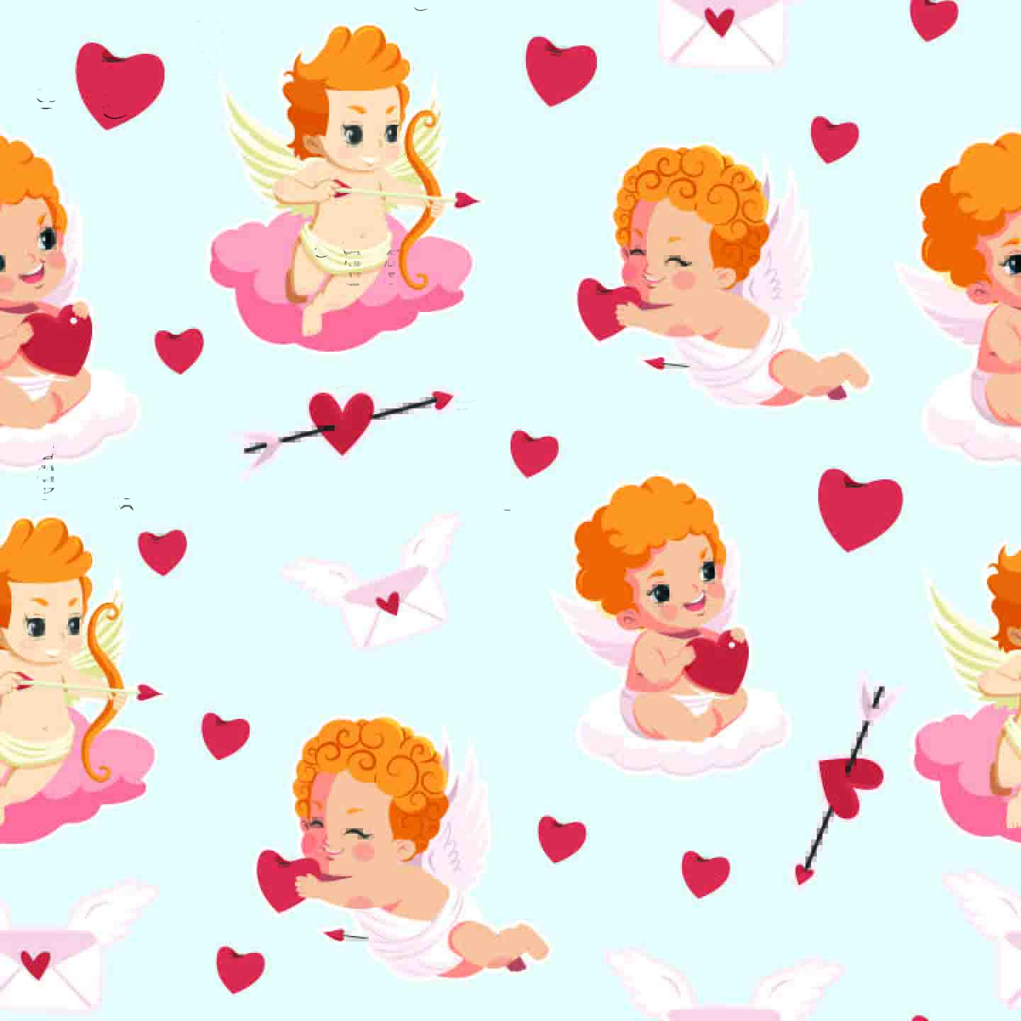 Cute Cupid & Hearts Seamless Pattern - Valentine's Day Design