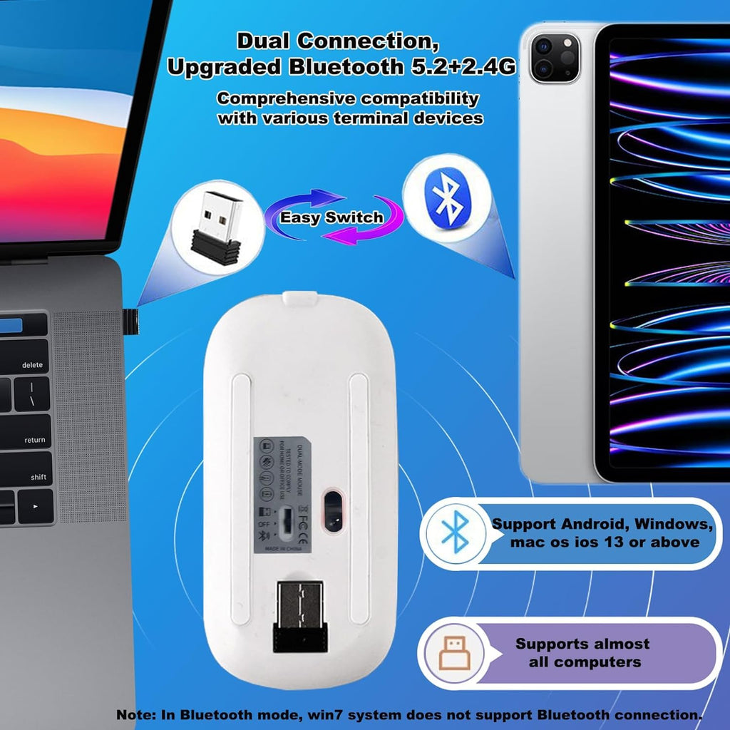 Wireless Bluetooth Keyboard and Mouse 2.4Ghz USB Rechargeable