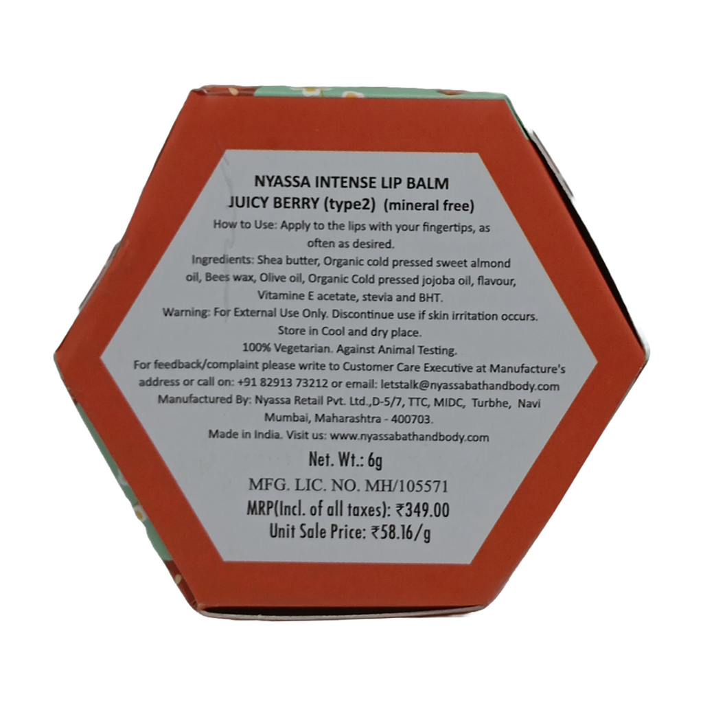 Juicy Berry Intense lip balm with organic oil and vitamin E - 6gm