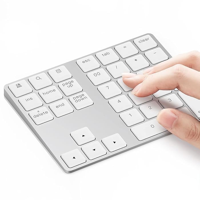 Bluetooth and 2.4G Wireless Number Pad, Rechargeable Wireless Numeric Keypad, 