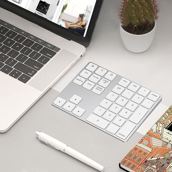 Bluetooth and 2.4G Wireless Number Pad, Rechargeable Wireless Numeric Keypad, durReey