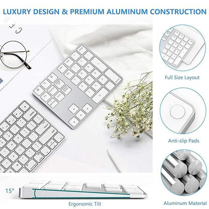 Bluetooth and 2.4G Wireless Number Pad, Rechargeable Wireless Numeric Keypad, durReey