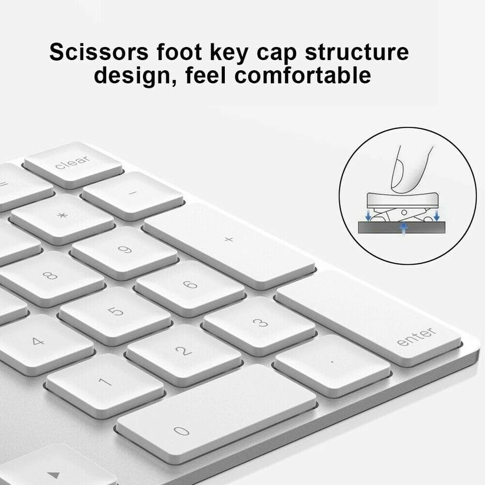 Bluetooth and 2.4G Wireless Number Pad, Rechargeable Wireless Numeric Keypad, durReey