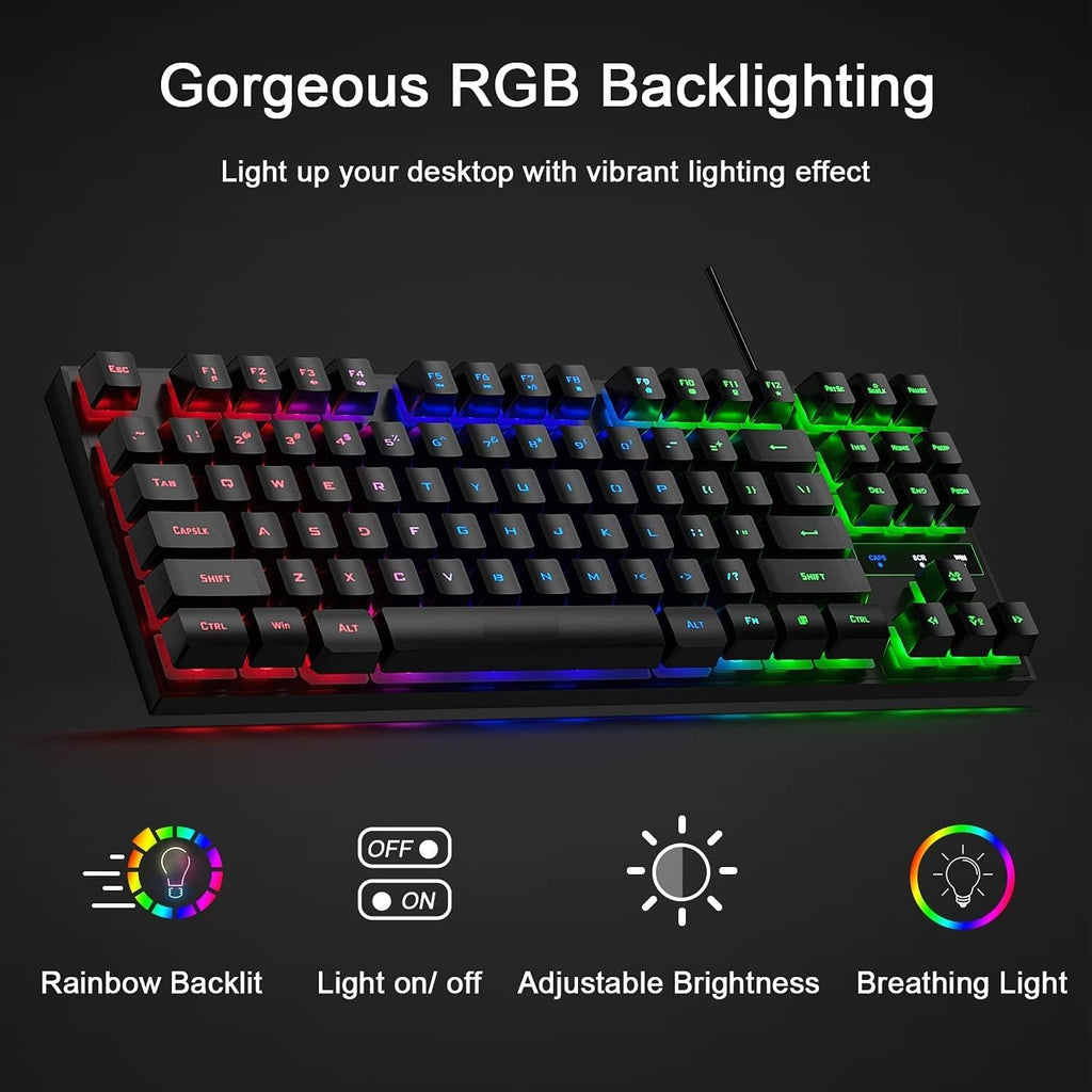 Mechanical keyboard with RGB backlighting on a dark background