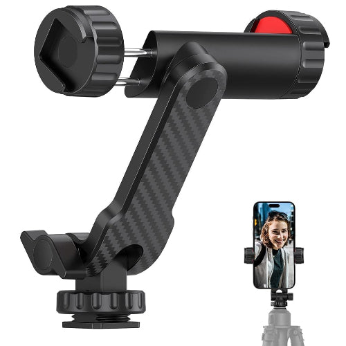 Phone holder with arm and tripod on a white background