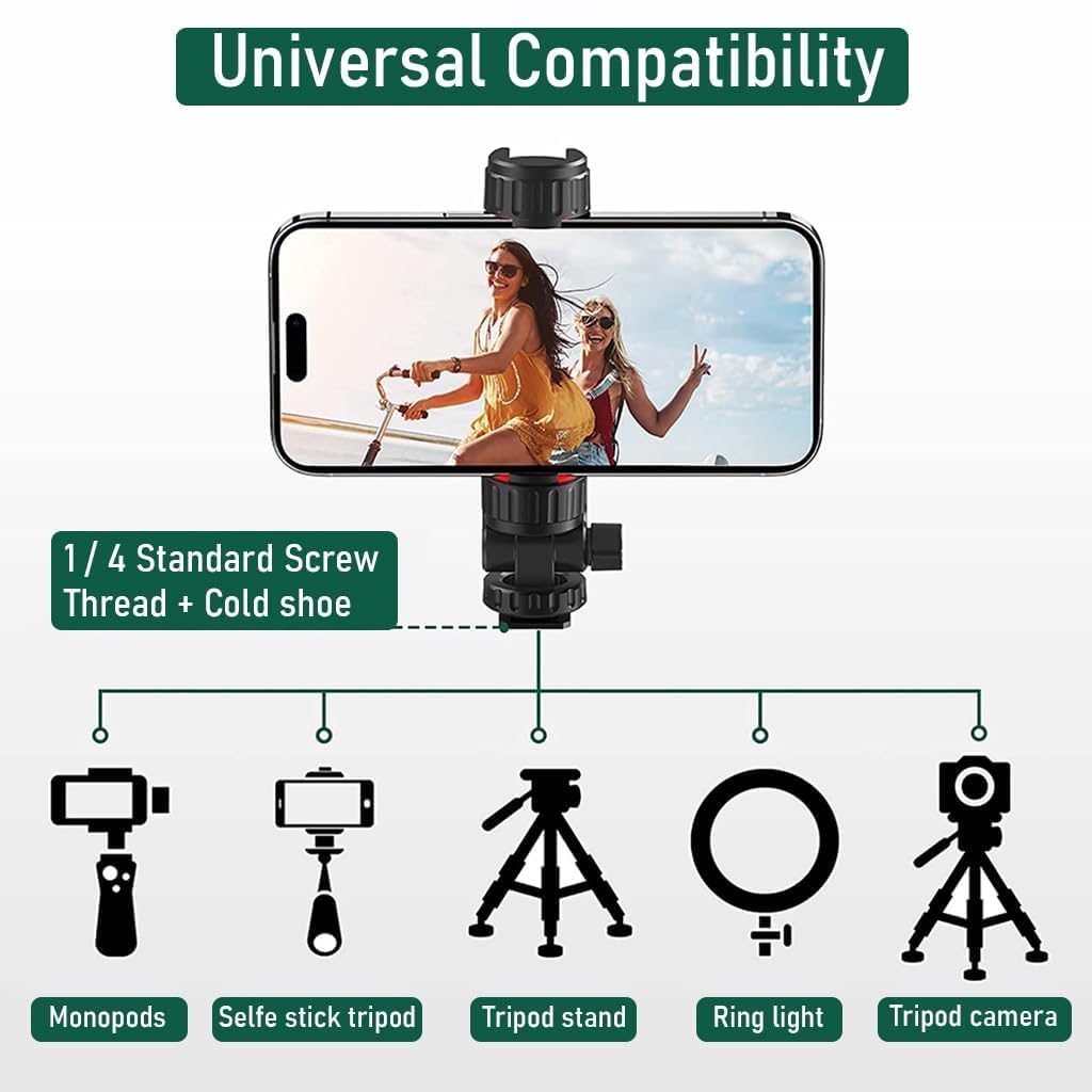 Phone mount with compatibility features on a white background