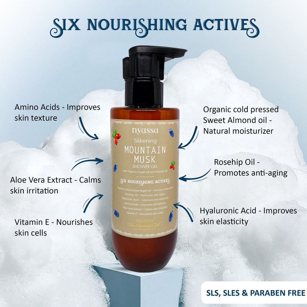 Silkening Mountain Musk Shower Gel With Organic Argan Oil And Rosehip Oil