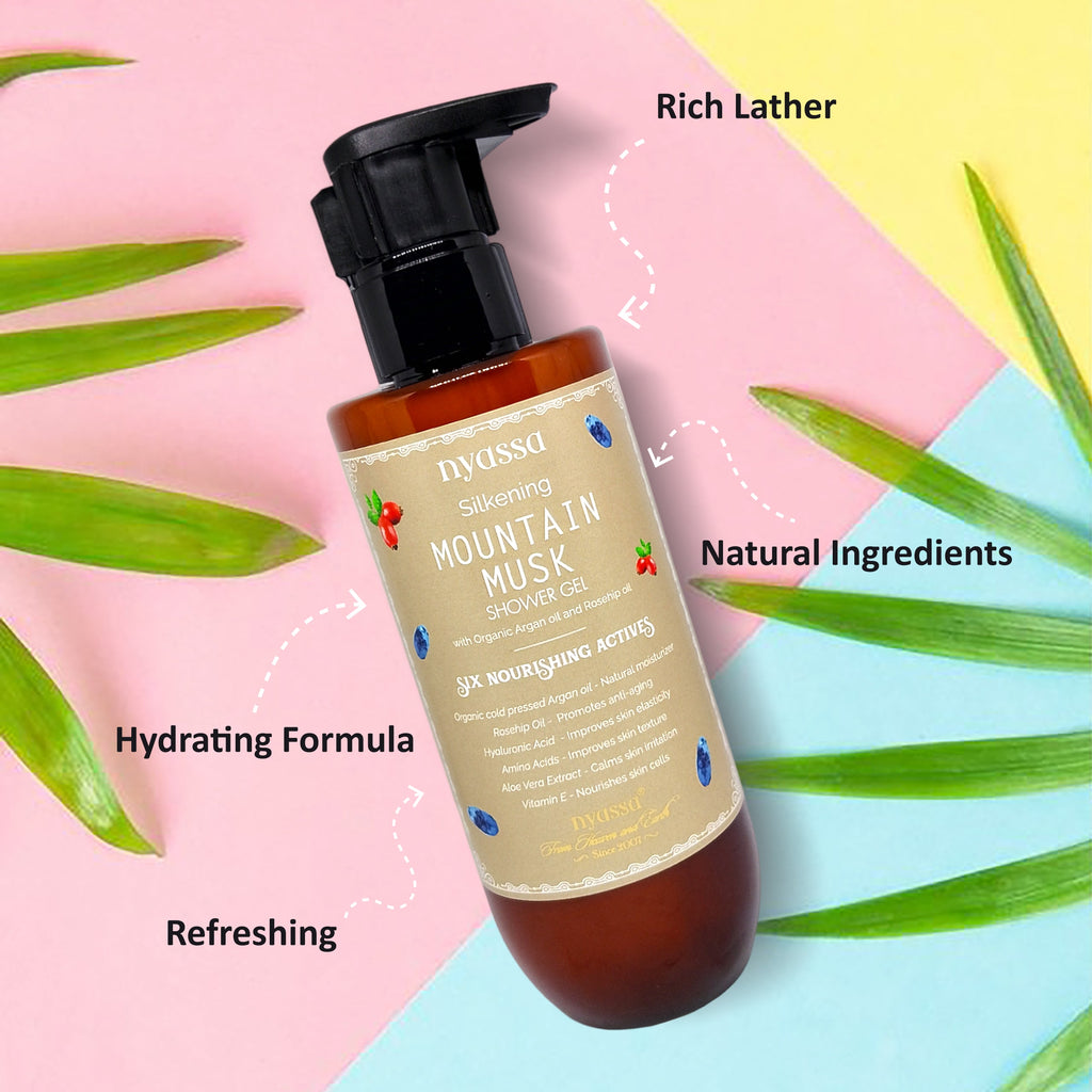Silkening Mountain Musk Shower Gel With Organic Argan Oil And Rosehip Oil