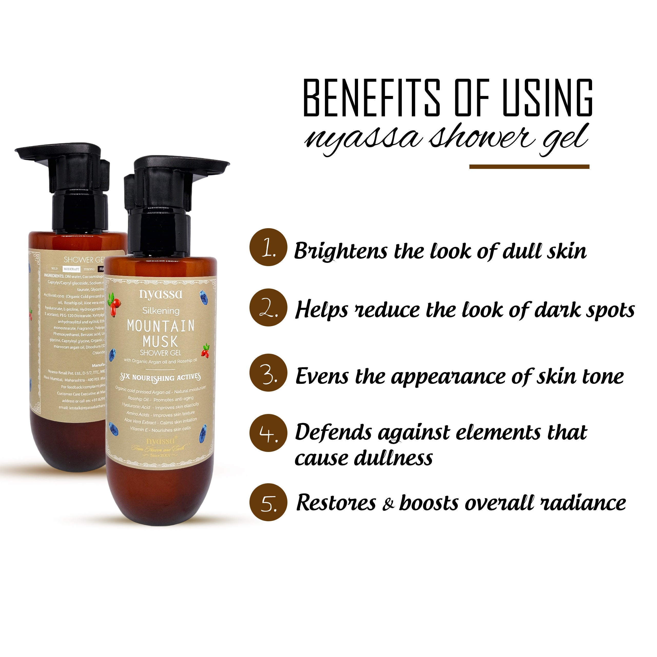 Silkening Mountain Musk Shower Gel With Organic Argan Oil And Rosehip Oil