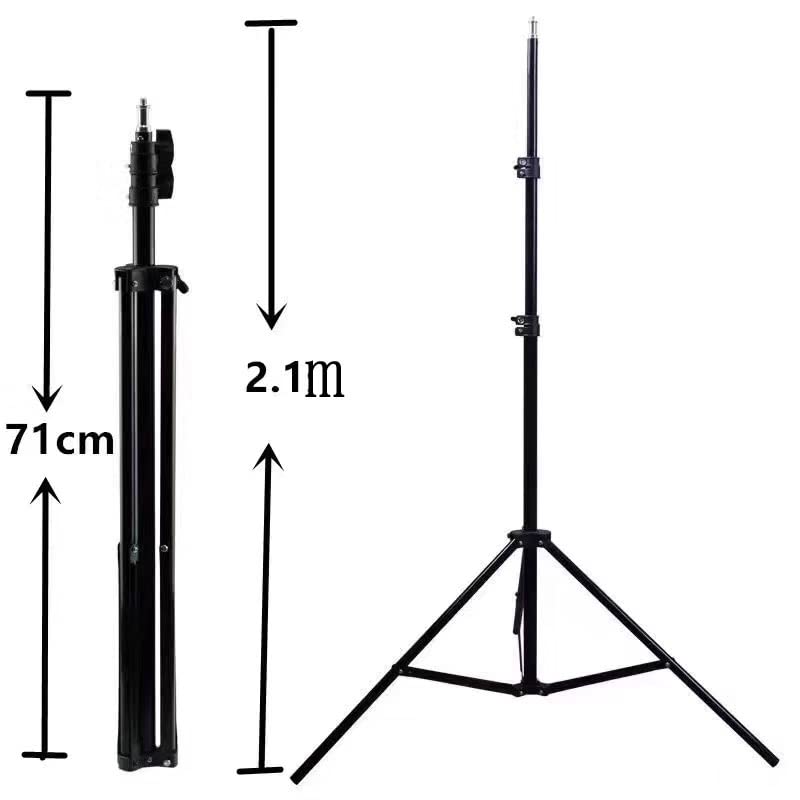 Measurement chart of a black light stand with height, width, and base dimensions labeled.