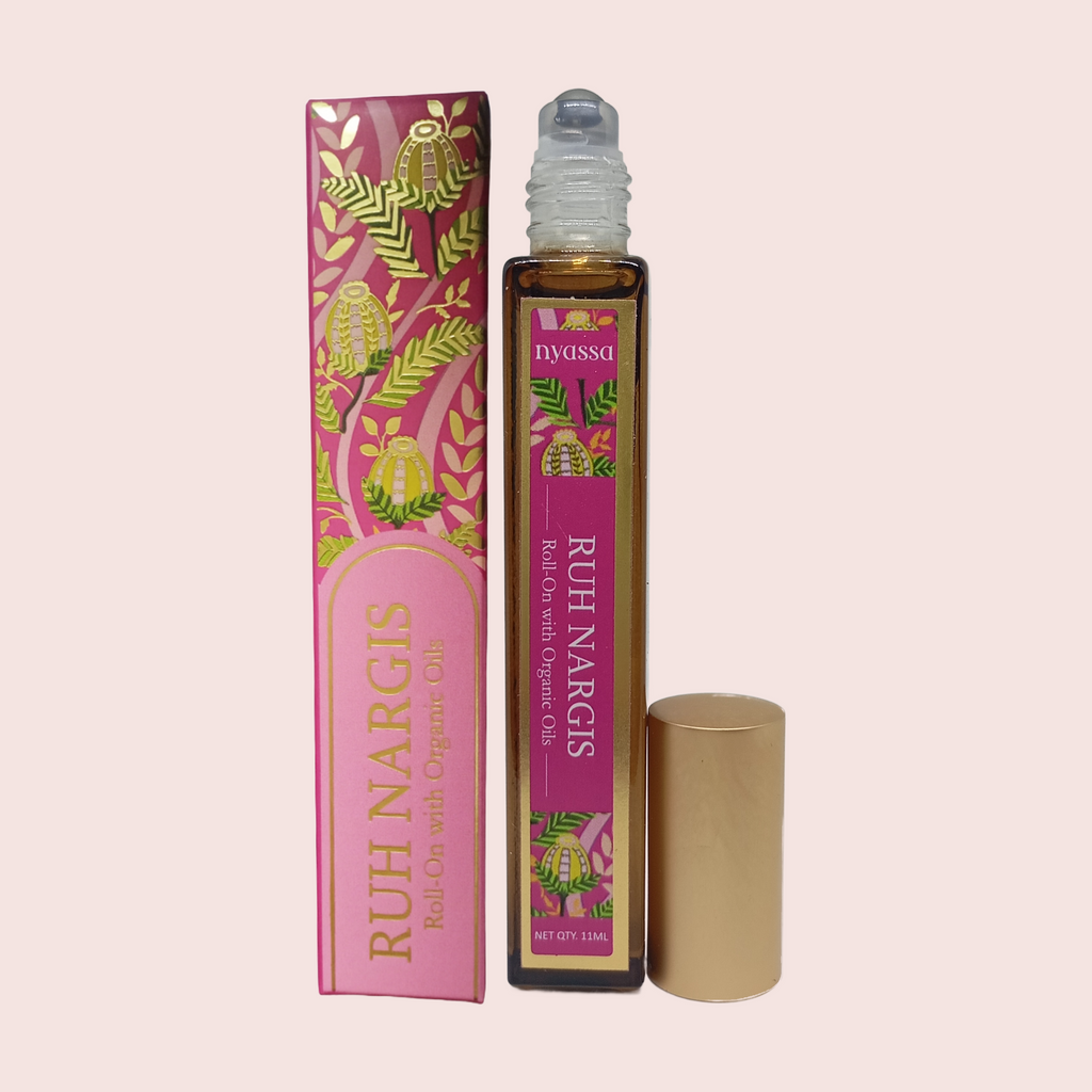 Nyassa Ruh Nargi Roll On with Organic Oils | Organic Cold Pressed Jojoba Oil, Sweet Almond Oil, Fragrance Oil and Vitamin E | 11ml