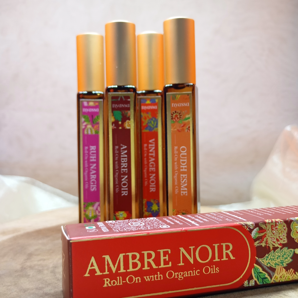 Ambre Noir Roll On with Organic Oils | Organic Cold Pressed Jojoba Oil, Sweet Almond Oil, Fragrance Oil and Vitamin E | 11ml