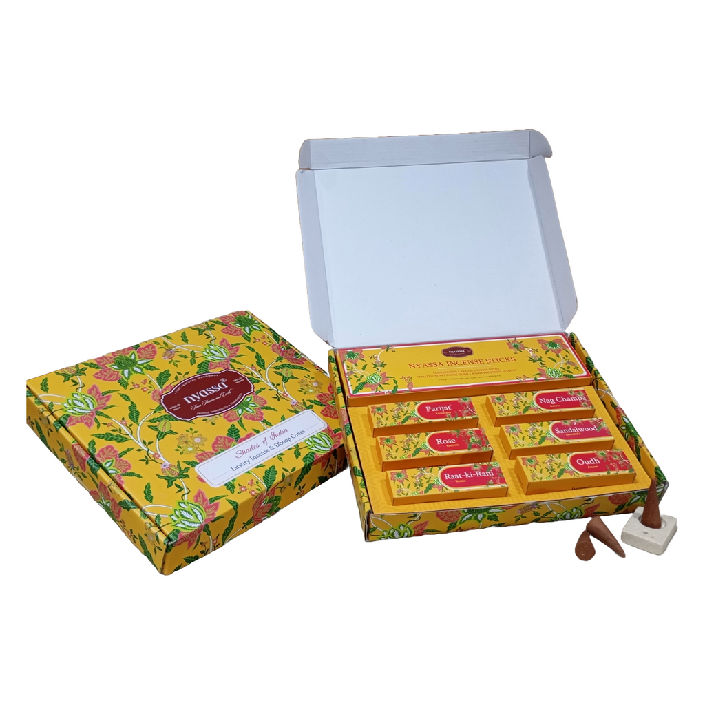 Shades of India Luxury Incense & Dhoop Cones Gift Set – Premium 5 Variant of Dhoop Cones and 6 Variant  Handcrafted Incense Stick