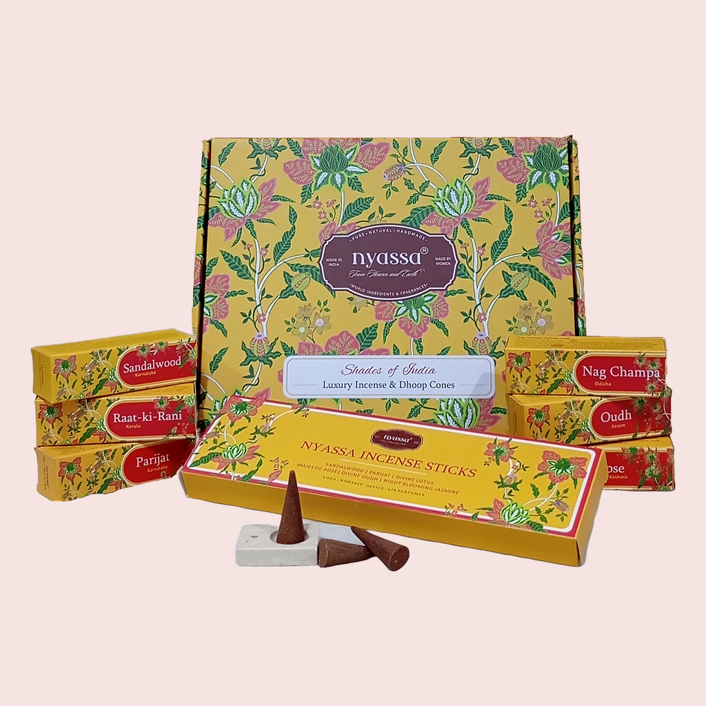 Shades of India Luxury Incense & Dhoop Cones Gift Set – Premium 5 Variant of Dhoop Cones and 6 Variant  Handcrafted Incense Stick