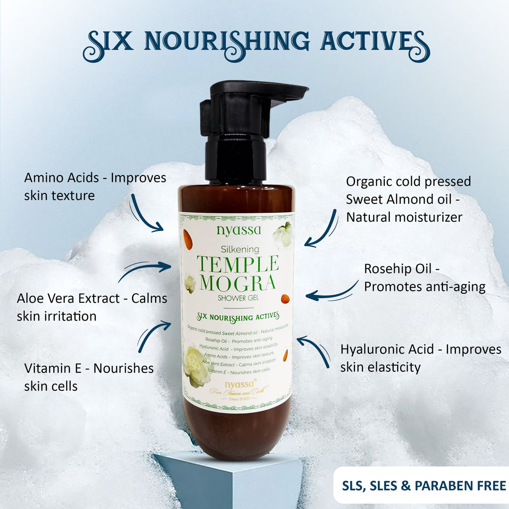Silkening Temple Mogra Shower Gel With Organic Argan Oil And Rosehip Oil