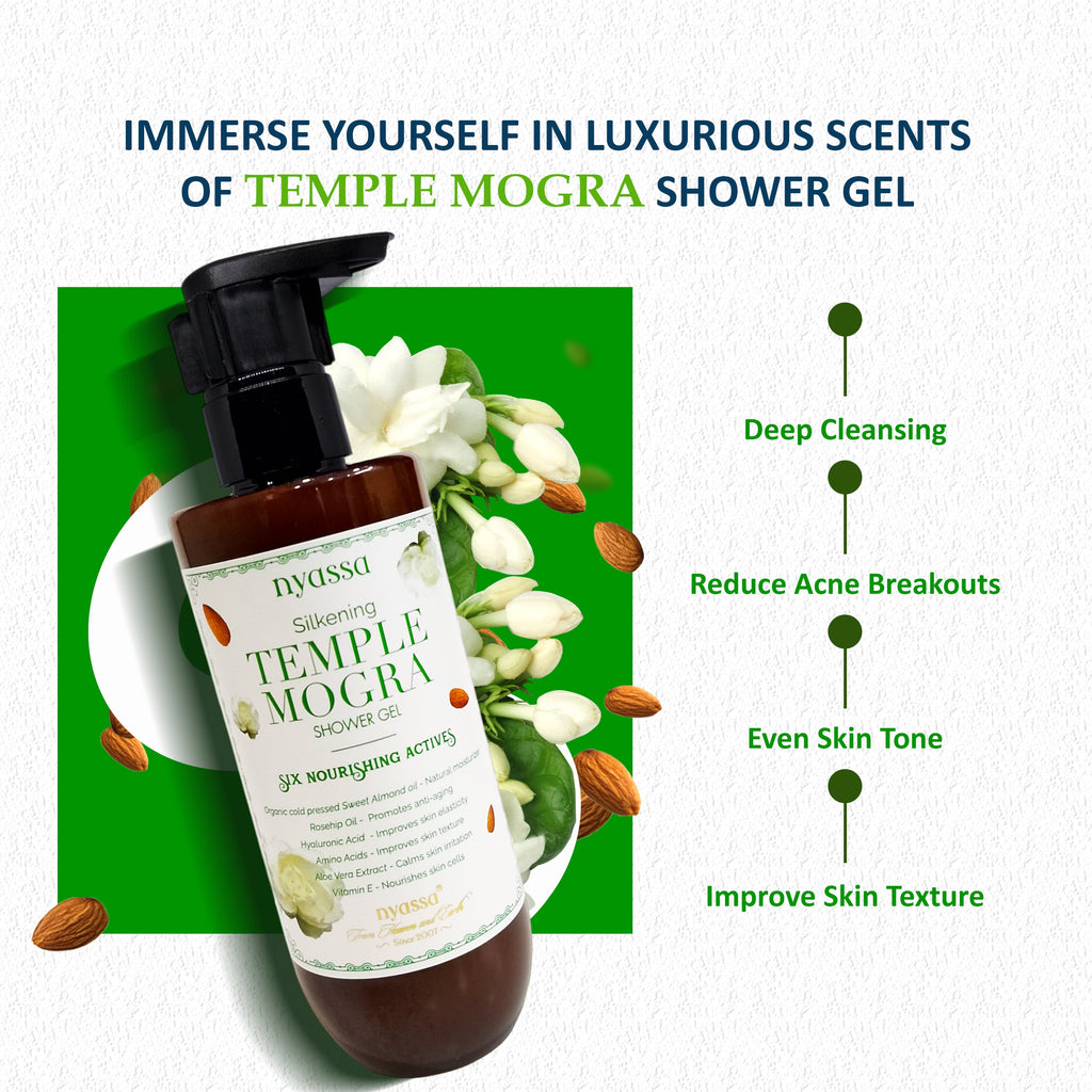 Silkening Temple Mogra Shower Gel With Organic Argan Oil And Rosehip Oil