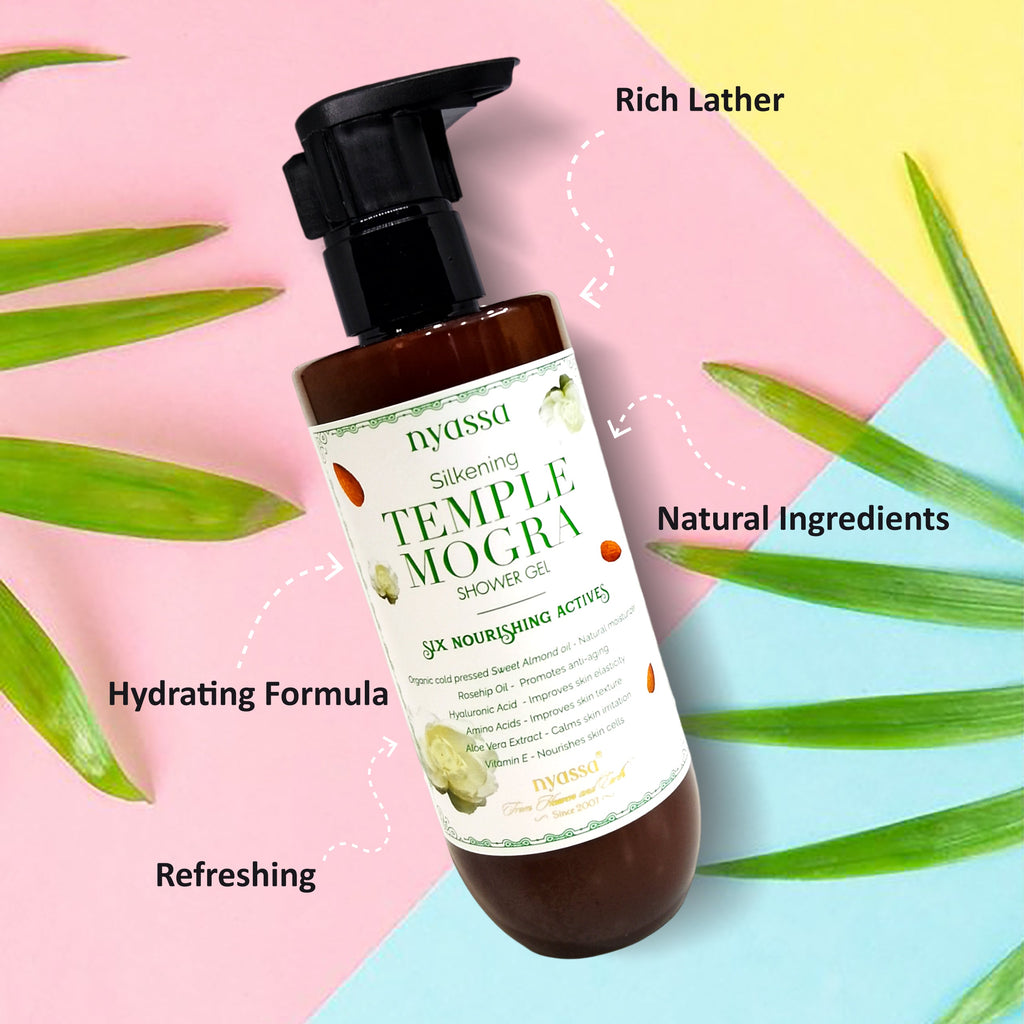 Silkening Temple Mogra Shower Gel With Organic Argan Oil And Rosehip Oil