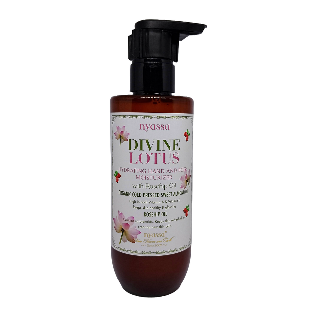 Nyassa Divine Lotus  Hand and Body Moisturizer with Rosehip Oil & Organic Sweet Almond Oil 200ml