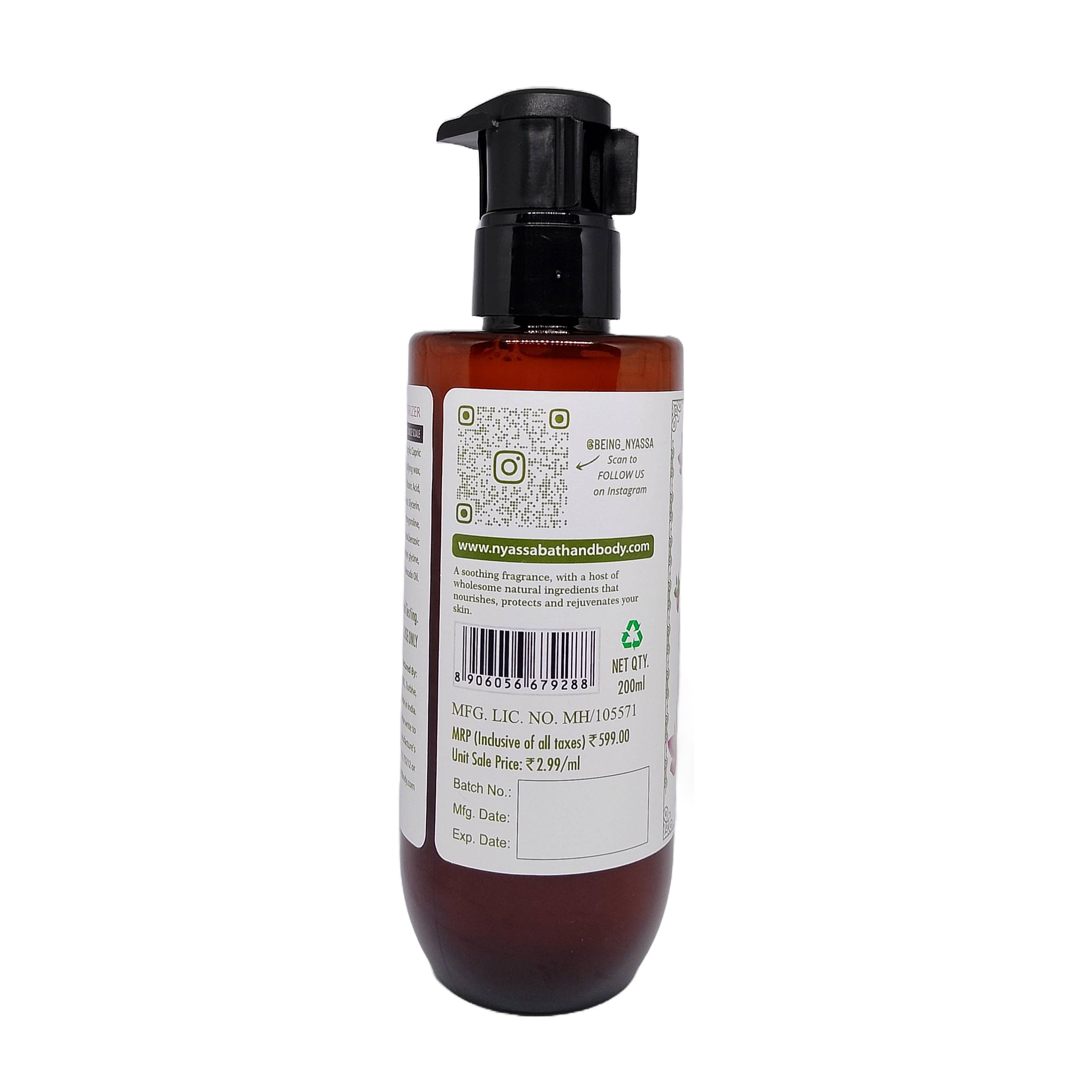 Nyassa Divine Lotus  Hand and Body Moisturizer with Rosehip Oil & Organic Sweet Almond Oil 200ml