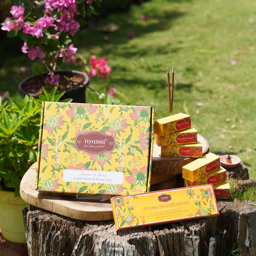 Shades of India Luxury Incense & Dhoop Cones Gift Set – Premium 5 Variant of Dhoop Cones and 6 Variant  Handcrafted Incense Stick