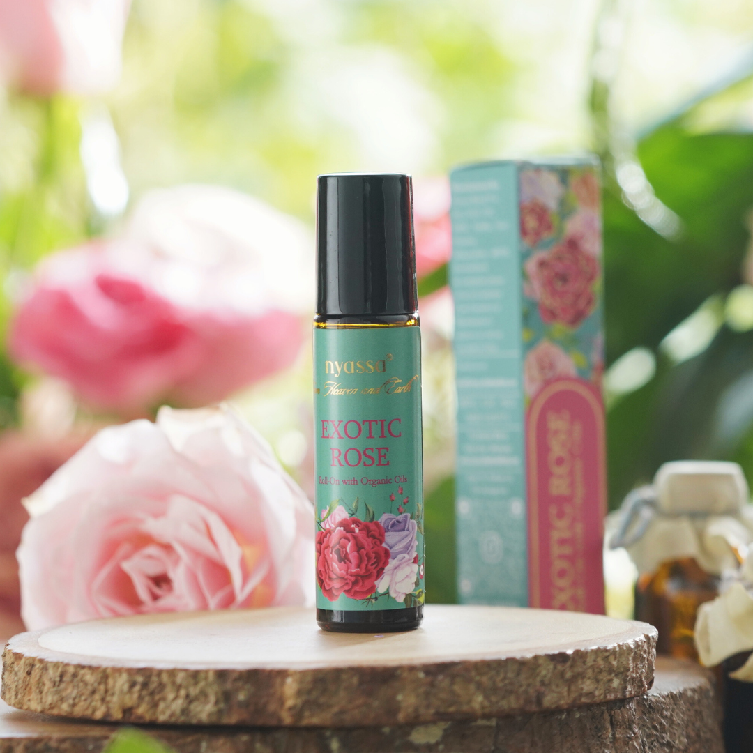 Exotic Rose Roll On with Organic Oils | Organics Cold Pressed Jojoba Oil, Sweet Almond Oil, Fragrance Oil and Vitamin E | 10ml