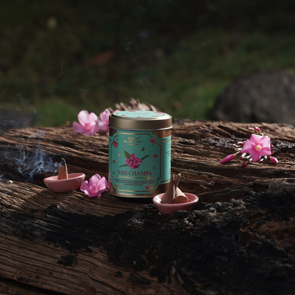 Nag Champa Incense Cone in Tin Box 100gm (Approx. 40 Cones)