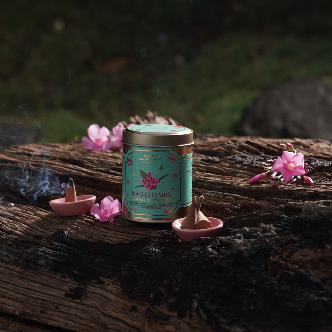 Nag Champa Incense Cone in Tin Box 100gm (Approx. 40 Cones)