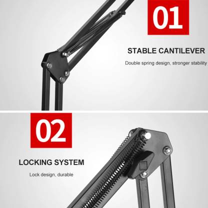 Best Buy 360° Rotate Tripod For Cooking Videos Overhead Drawing Videos Tripod, Tripod Clamp, Tripod Bracket, Tripod Ball Head  (Gooseneck Mobile Holder, Black, Supports Up to 1500 g)