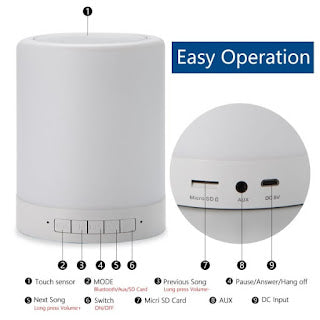 Smart Colour Changing Touch Mode Portable Bluetooth Speaker with Smart Colour Changing Touch Mode Night Lamp