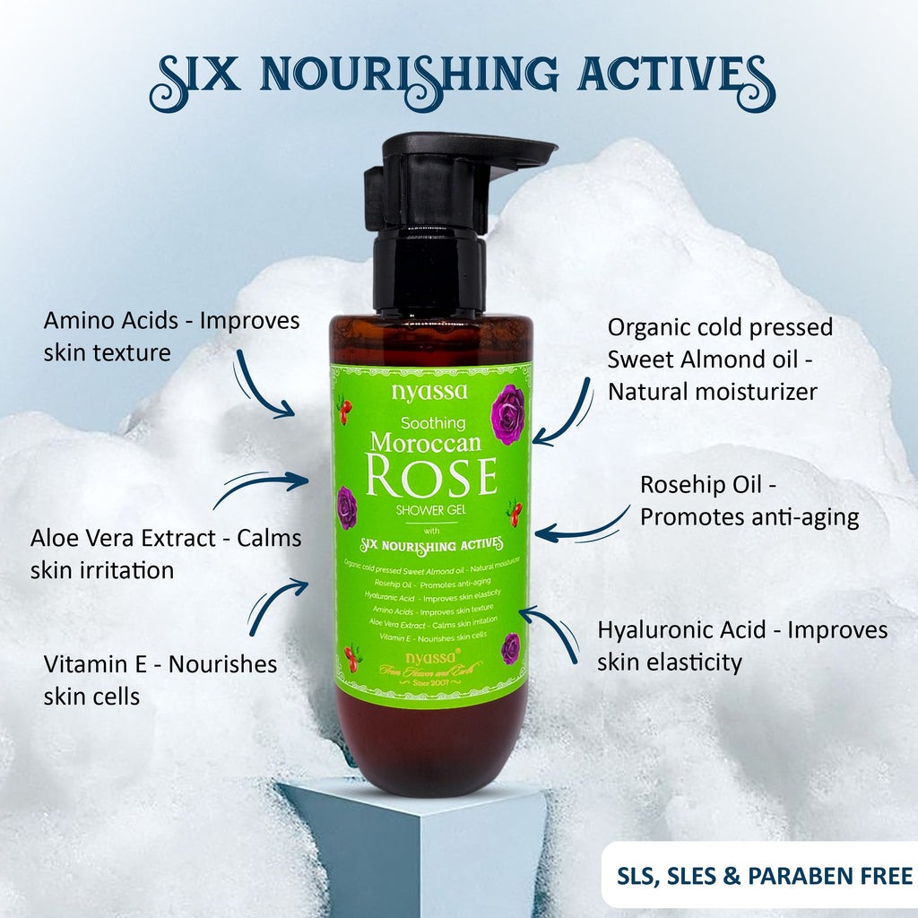 Soothing Moroccan Rose Shower Gel with 6 Nourishing Actives