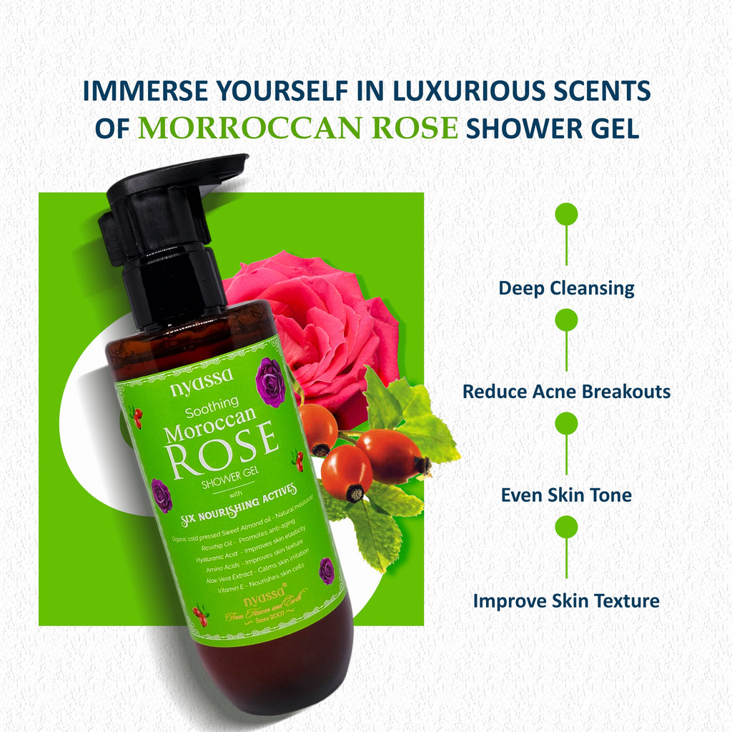 Soothing Moroccan Rose Shower Gel with 6 Nourishing Actives