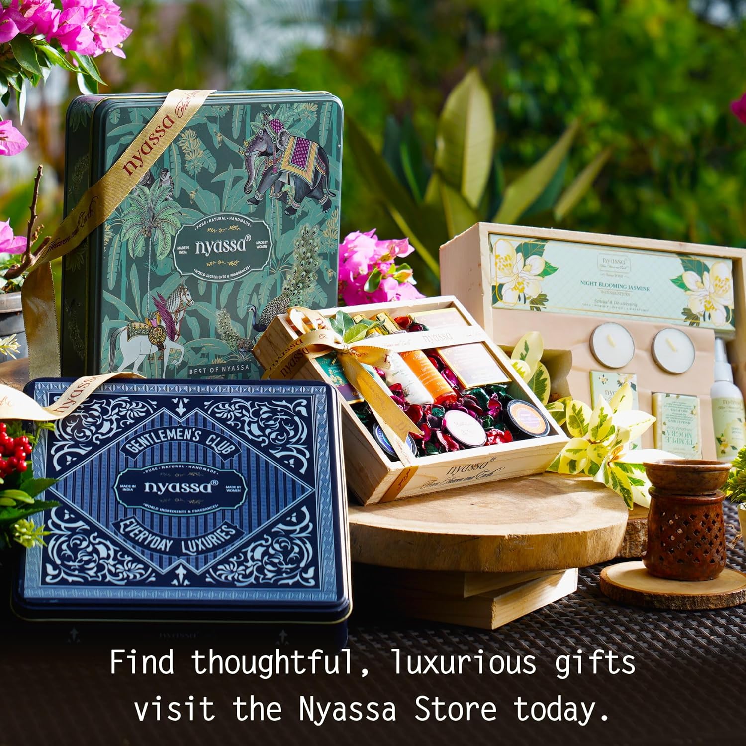 Nyassa Luxury Bath & Body Wooden Gift Set (7 Pcs) for Men & Women